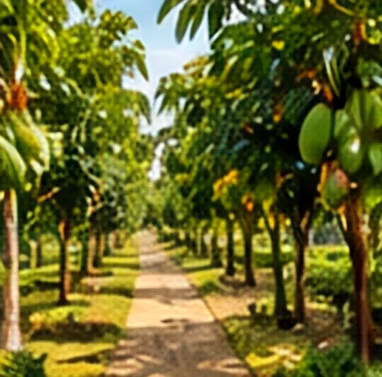 Artist’s impression of a path between fruit trees