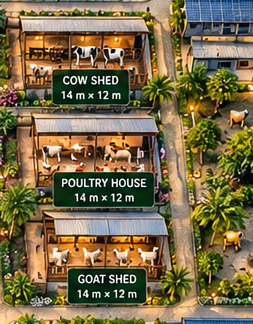 Artist’s impression of the concept plan showing the livestock sheds